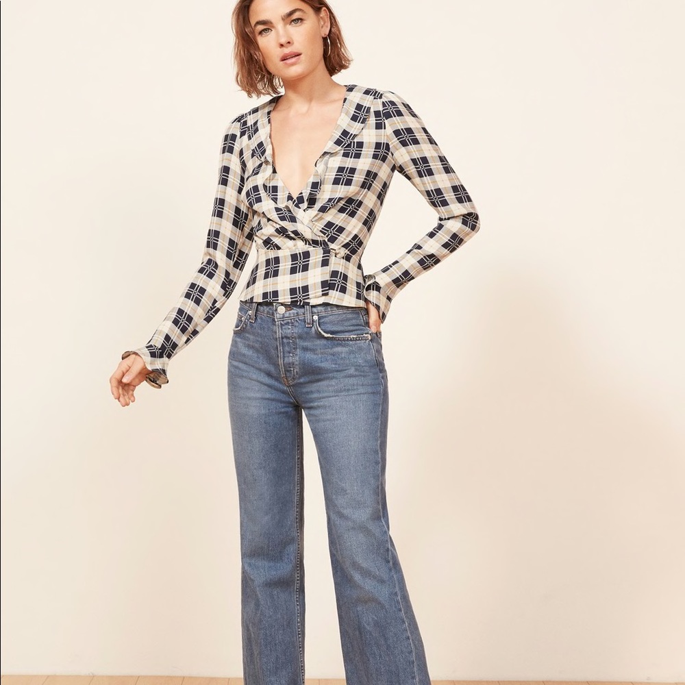 Reformation Lee Wrap Blouse.